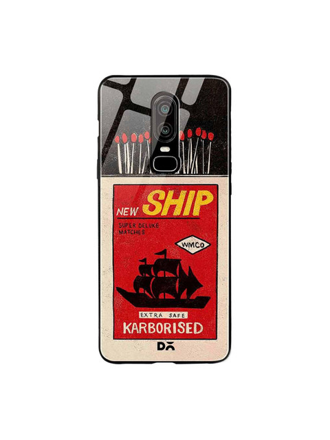 

DailyObjects Red & Black New Ship Matchbox OnePlus 6 Glass Case