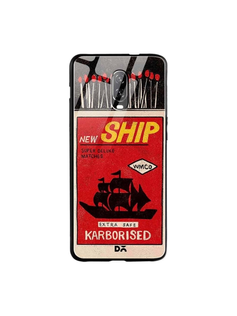 

DailyObjects Red & Black New Ship Matchbox OnePlus 6T Glass Case