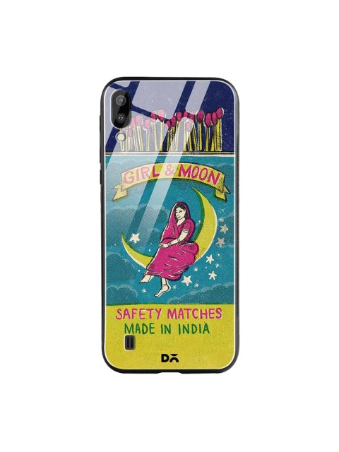 

DailyObjects Green & Yellow Moon Girl Matchbox Samsung Galaxy M10 Glass Case