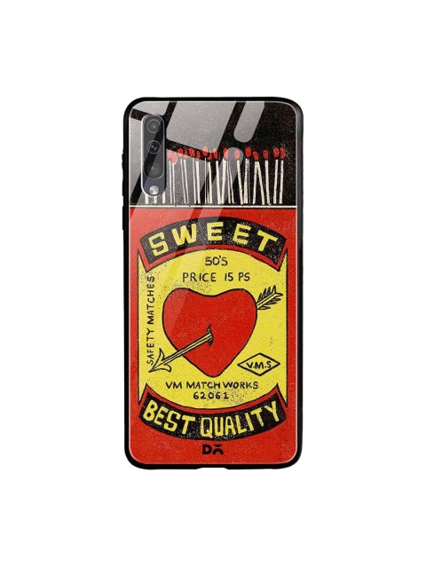 

DailyObjects Black & Red Sweet Matchbox Samsung Galaxy A70 Glass Case