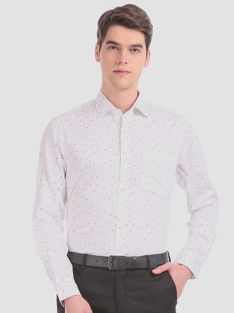 

AD By Arvind Men Off-White & Orange Regular Fit Printed Smart Casual Shirt