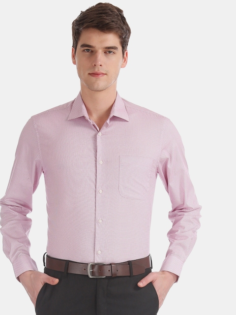 

AD By Arvind Men Pink Regular Fit Printed Formal Shirt