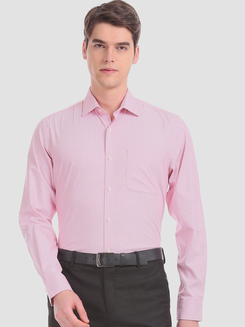 

AD By Arvind Men Pink Regular Fit Self Design Formal Shirt