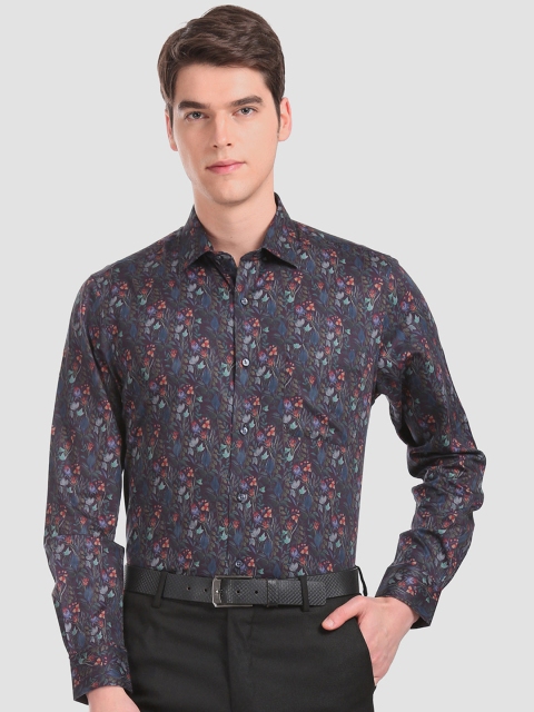 

AD By Arvind Men Purple & Orange Regular Fit Floral Print Partywear Shirt