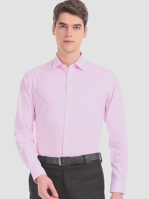 

AD By Arvind Men Pink Regular Fit Solid Formal Shirt