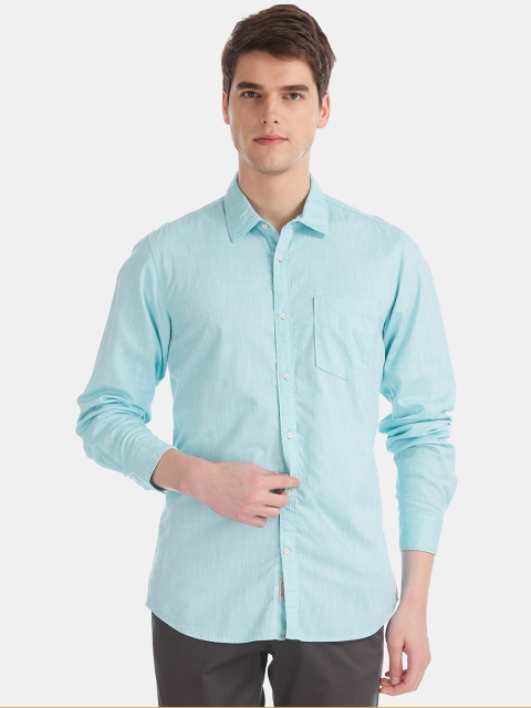 

AD By Arvind Men Sea Green Modern Slim Fit Solid Casual Shirt