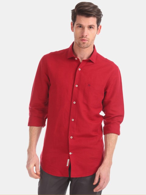 

AD By Arvind Men Red Slim Fit Solid Casual Shirt