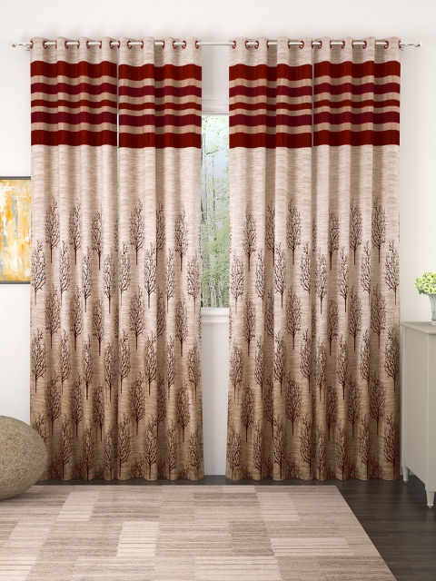 

Story@home Set of 4 Beige & Rust Red Jacquard Door Curtains