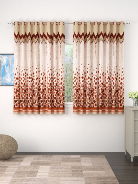 

Story@home Beige & Red Set of 4 Geometric Printed Window Curtains