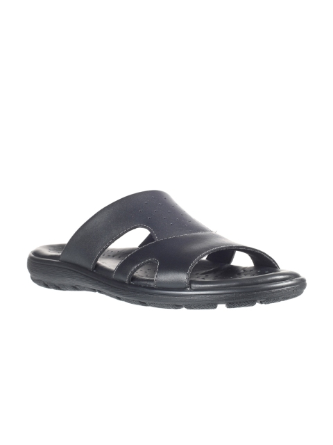 

Khadims Men Black Leather Comfort Sandals