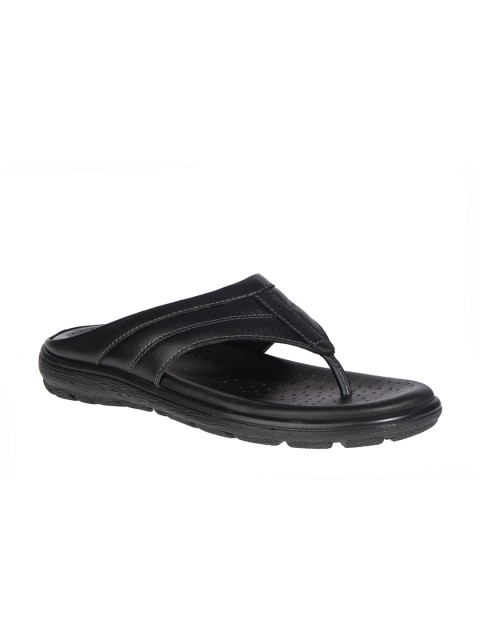 

Khadims Men Black Leather Comfort Sandals