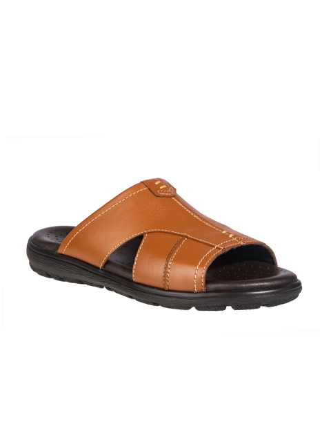 

Khadims Men Tan Brown Leather Comfort Sandals