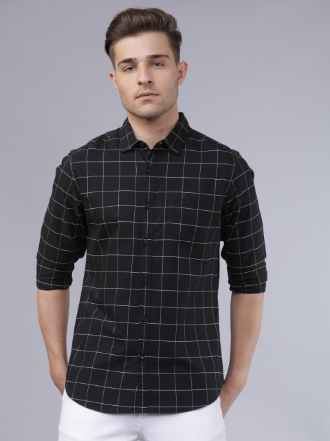 

HIGHLANDER Men Black & White Yarn Dyed Slim Fit Checked Casual Shirt