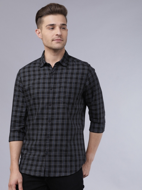 

HIGHLANDER Men Black & Grey Yarn Dyed Slim Fit Checked Casual Shirt