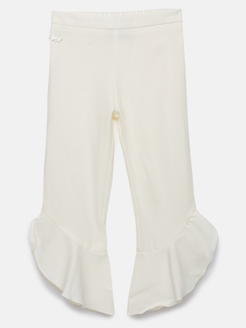 

Actuel Girls Off-White Solid Regular Fit Capris