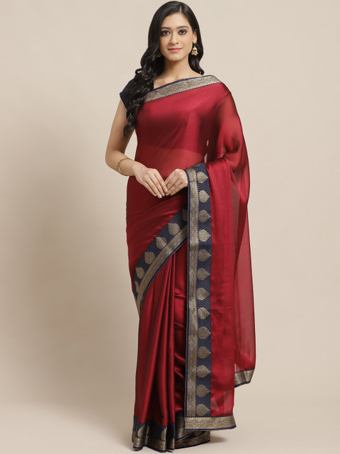 

Vipul Maroon Solid Saree