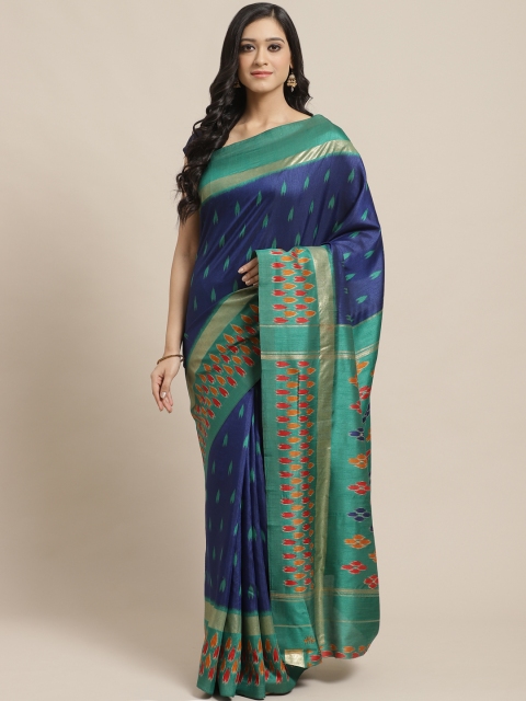 

Vipul Blue & Green Printed Ikat Saree