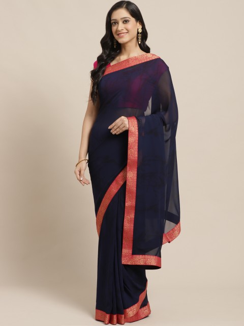 

Vipul Navy Blue Printed Saree