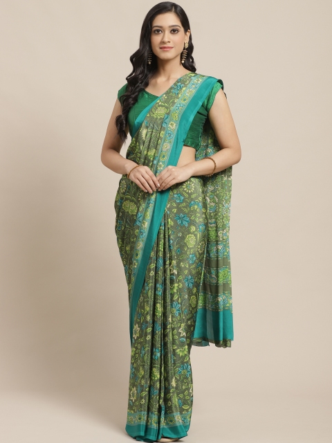 

Vipul Green & Turquoise Blue Floral Print Saree