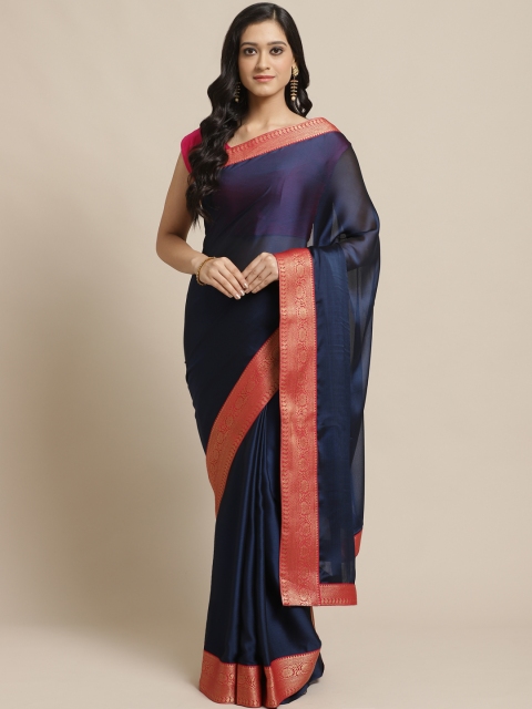 

Vipul Navy Blue Solid Saree