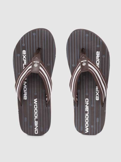 

Woodland Men Coffee Brown & White Striped Thong Flip-Flops