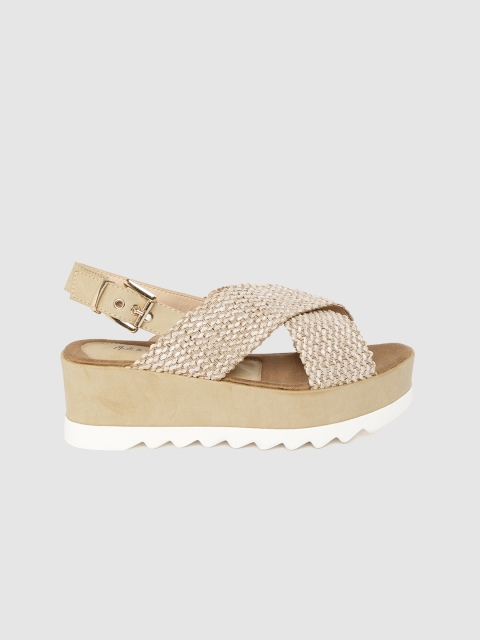 

Mast & Harbour Women Beige Woven Design Flatform Heels