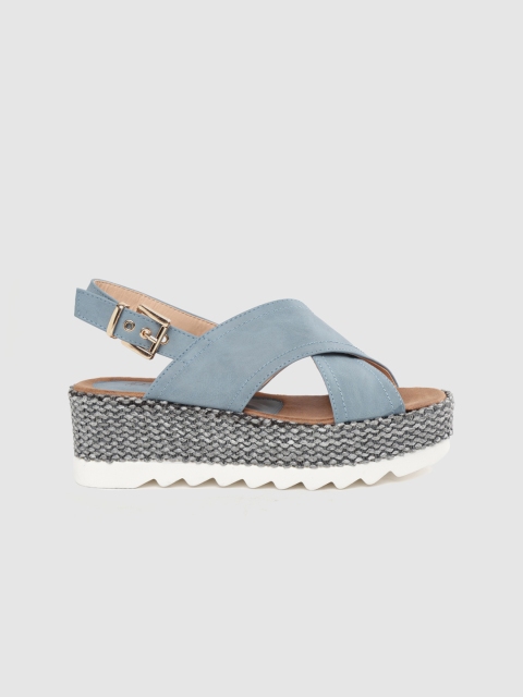 

Mast & Harbour Women Blue Solid Espadrille Flatforms