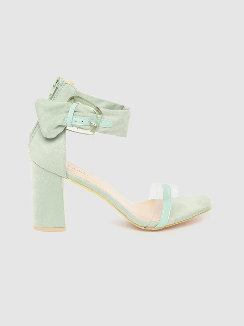 

Mast & Harbour Women Transparent & Mint Green Solid Mid-Top Heels