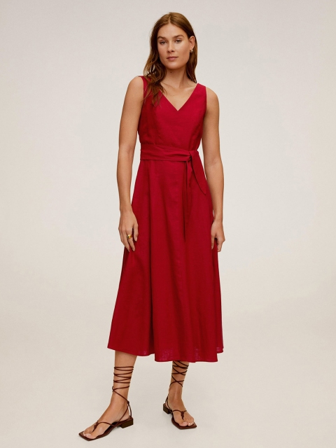

MANGO Women Red Solid A-Line Dress