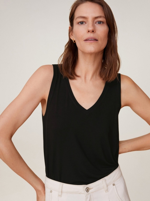 

MANGO Women Black Solid Knitted Top
