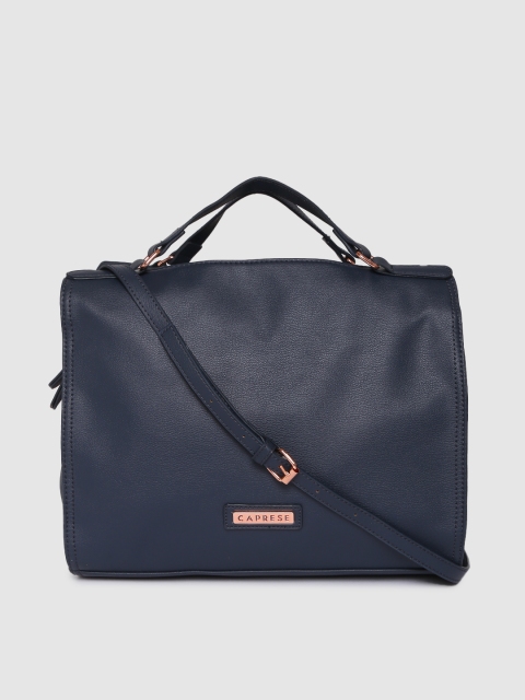 

Caprese Navy Blue Solid Ariana Handheld Bag