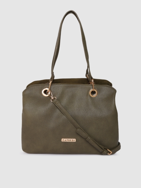 

Caprese Olive Green Textured Shoulder Bag
