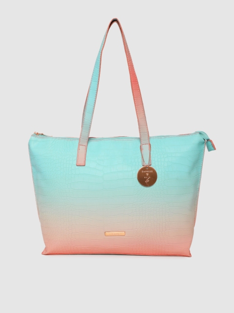 

Caprese Turquoise Blue & Peach-Coloured Colourblocked NIGELLA Shoulder Bag