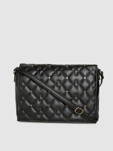 

Caprese Black Solid Quilted Winifred Sling Bag