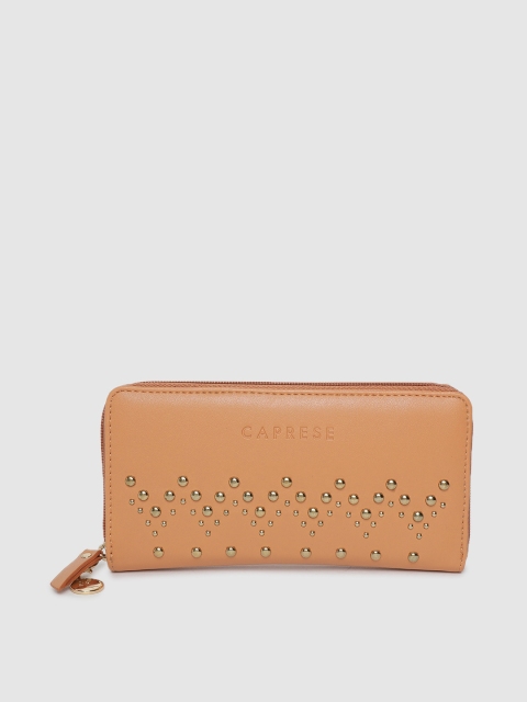 

Caprese Women Tan Brown Embellished Zip Around Wallet