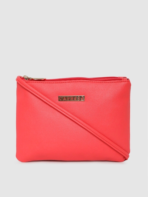 

Caprese Coral Pink Solid Sling Bag