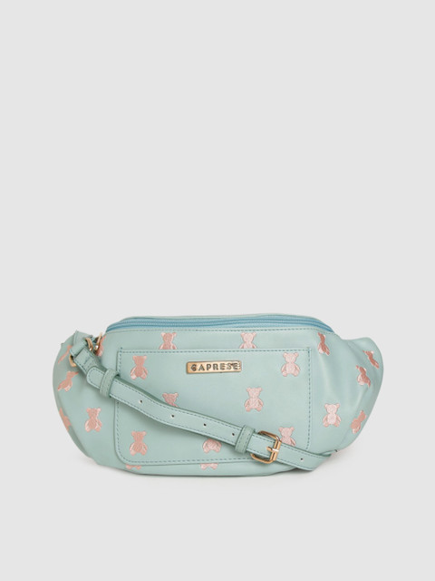 

Caprese Blue & Peach-Coloured Solid Sylvia Fanny Sling Bag