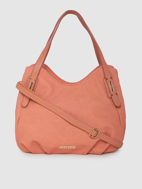 

Caprese Coral Orange Textured Handheld Bag