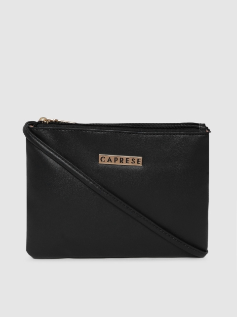 

Caprese Black Solid Sling Bag