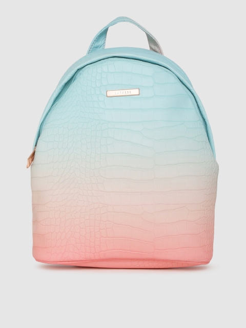 

Caprese Women Turquoise Blue & Pink Textured Backpack