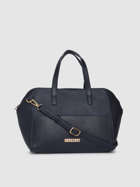 

Caprese Navy Blue Solid Handheld Bag