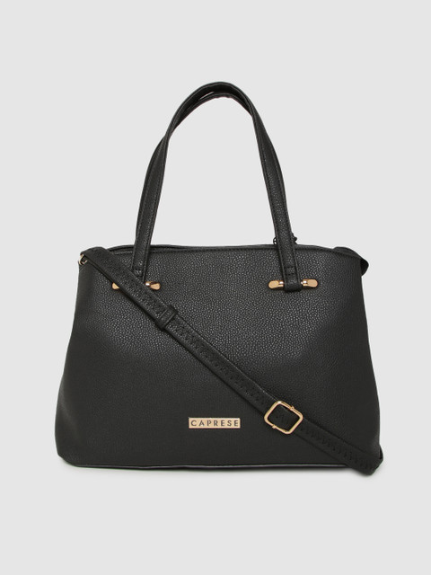 

Caprese Black Textured Handheld Bag