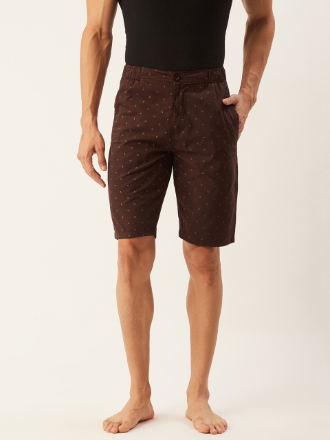 

Sweet Dreams Men Coffee Brown & Off-White Printed Lounge Shorts