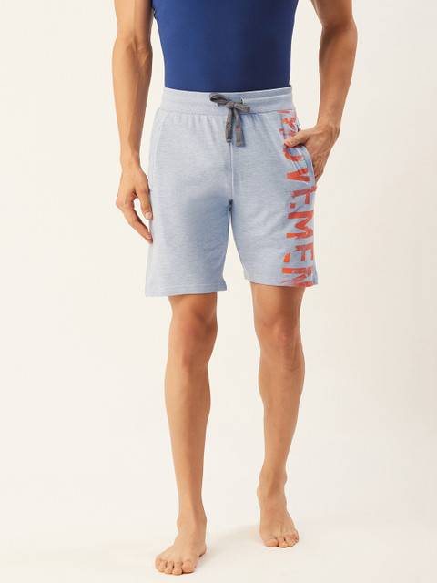

Sweet Dreams Men Blue Solid Lounge Shorts with Printed Detail