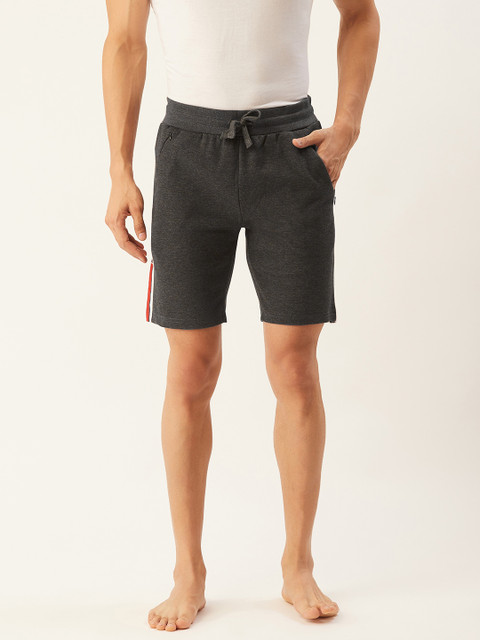 

Sweet Dreams Men Charcoal Grey Solid Lounge Shorts with Side Taping Detail