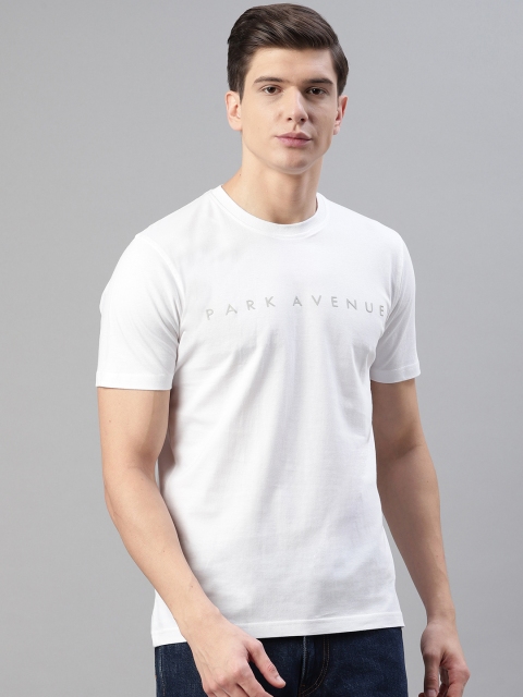 

Park Avenue Men White Embossed Printed Detail Slim Fit Round Neck T-shirt