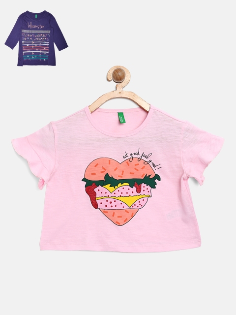 

United Colors of Benetton Girls Pack of 2 Tops, Blue