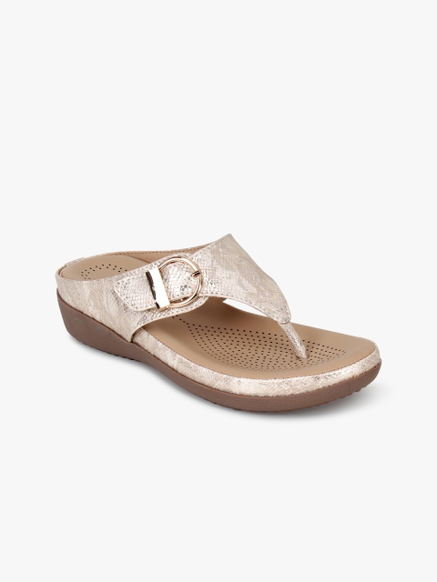 

Bloomtale Women Gold-Toned Snakeskin Textured Comfort Heels
