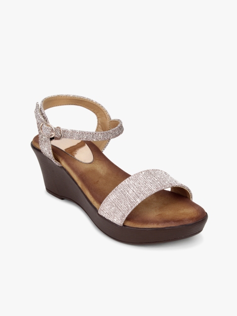 

Bloomtale Women Rose Gold-Toned Shimmered Wedges