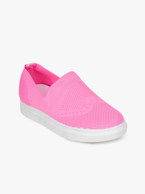 

Bloomtale Women Pink Woven Design Slip-On Sneakers